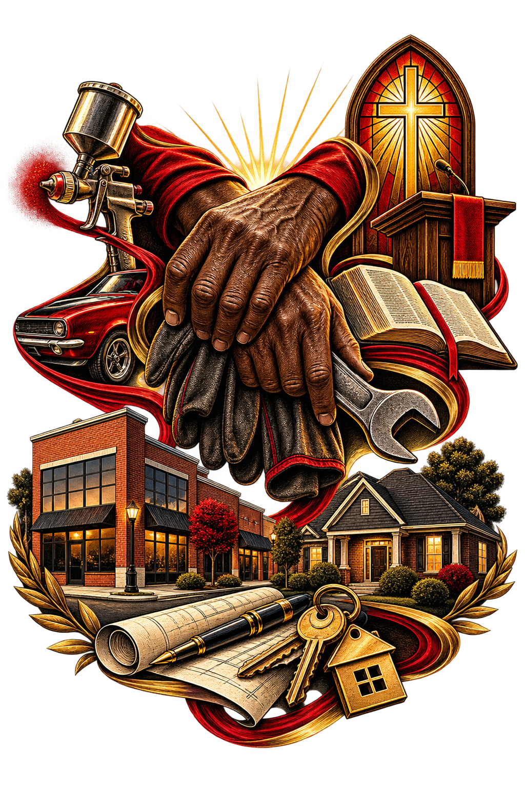 An illustration of work, entrepreneurship, real estate, ministry, and generational legacy